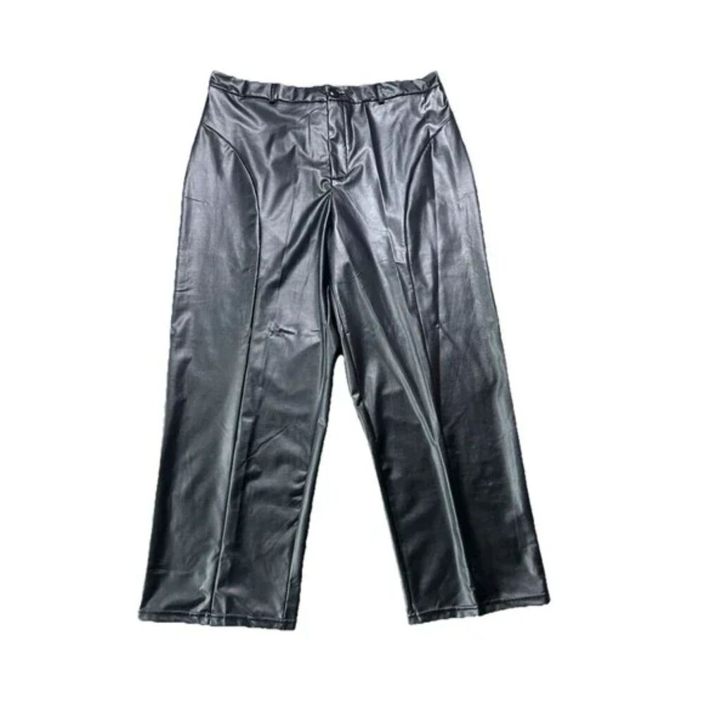 SHEIN Sky Cyberpunk Pants Women's 2X Liquid Western Rodeo Matrix Faux Leather